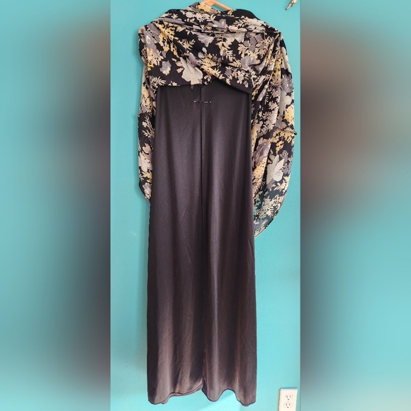 Alyn Paige navy blue, bluish pewter, offwhite floral sleeveless dress Size 7/8 - Picture 6 of 7